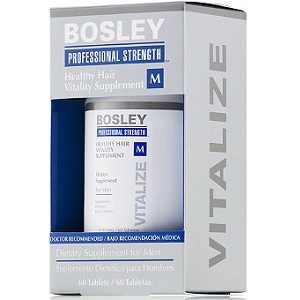 bottle of Bosley Professional Strength Healthy Hair Vitality Supplement For Men
