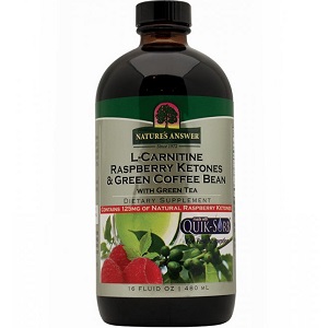 bottle of Nature's Answer L-Carnitine Raspberry Ketones & Green Coffee Bean with Green Tea